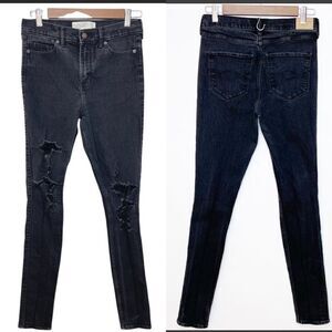 Abercrombie & Fitch Super Skinny High Rise Jeans Distressed Charcoal Size 27